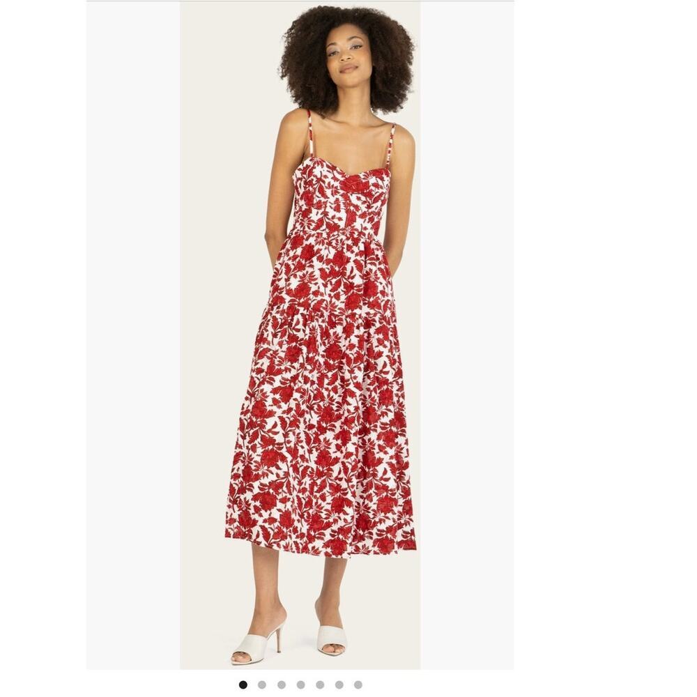 NWT Nehru Dress Super Natural by Secret Mission Red Floral Print XS.